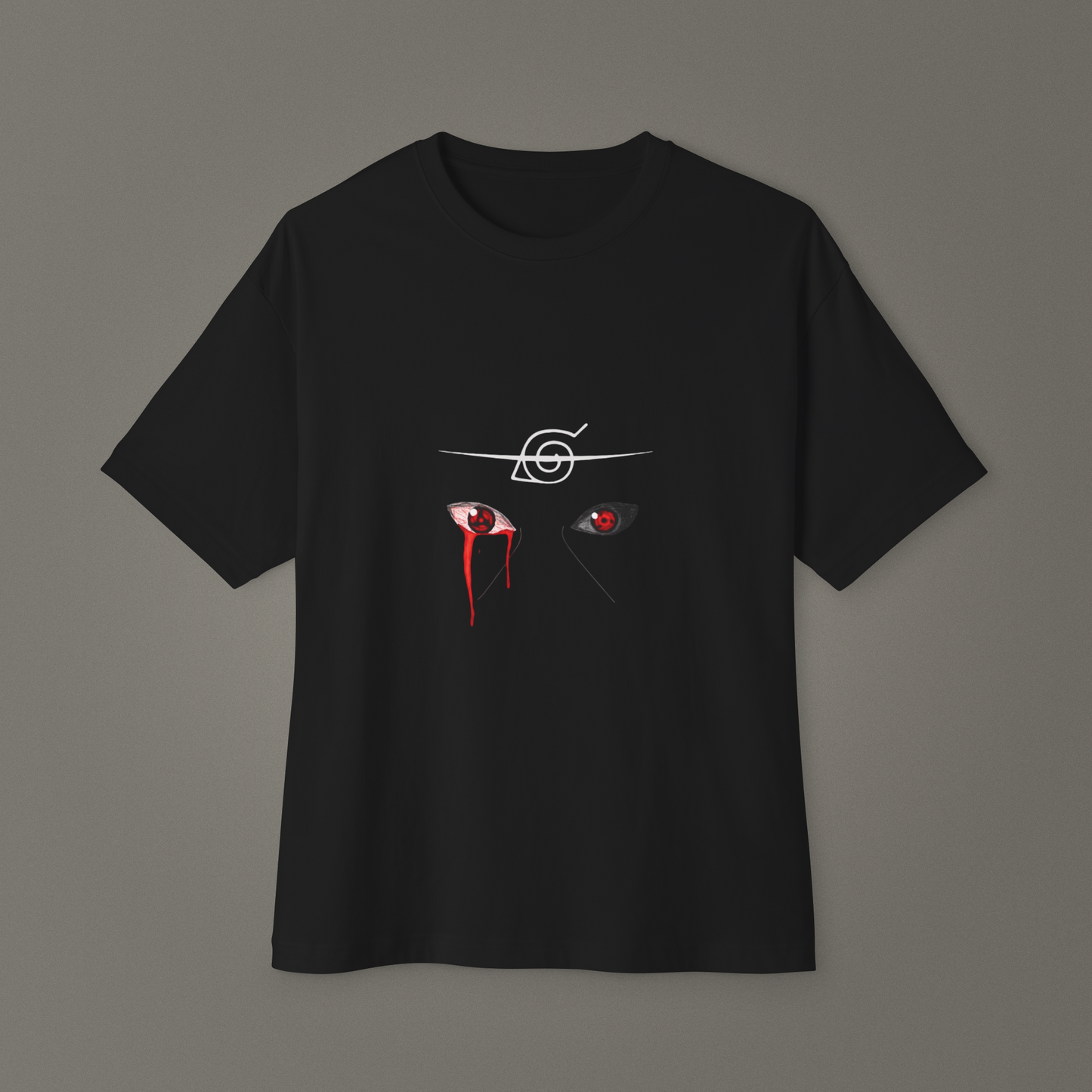 Blood Sharingan Anime Streetwear Oversize Unisex T-Shirt