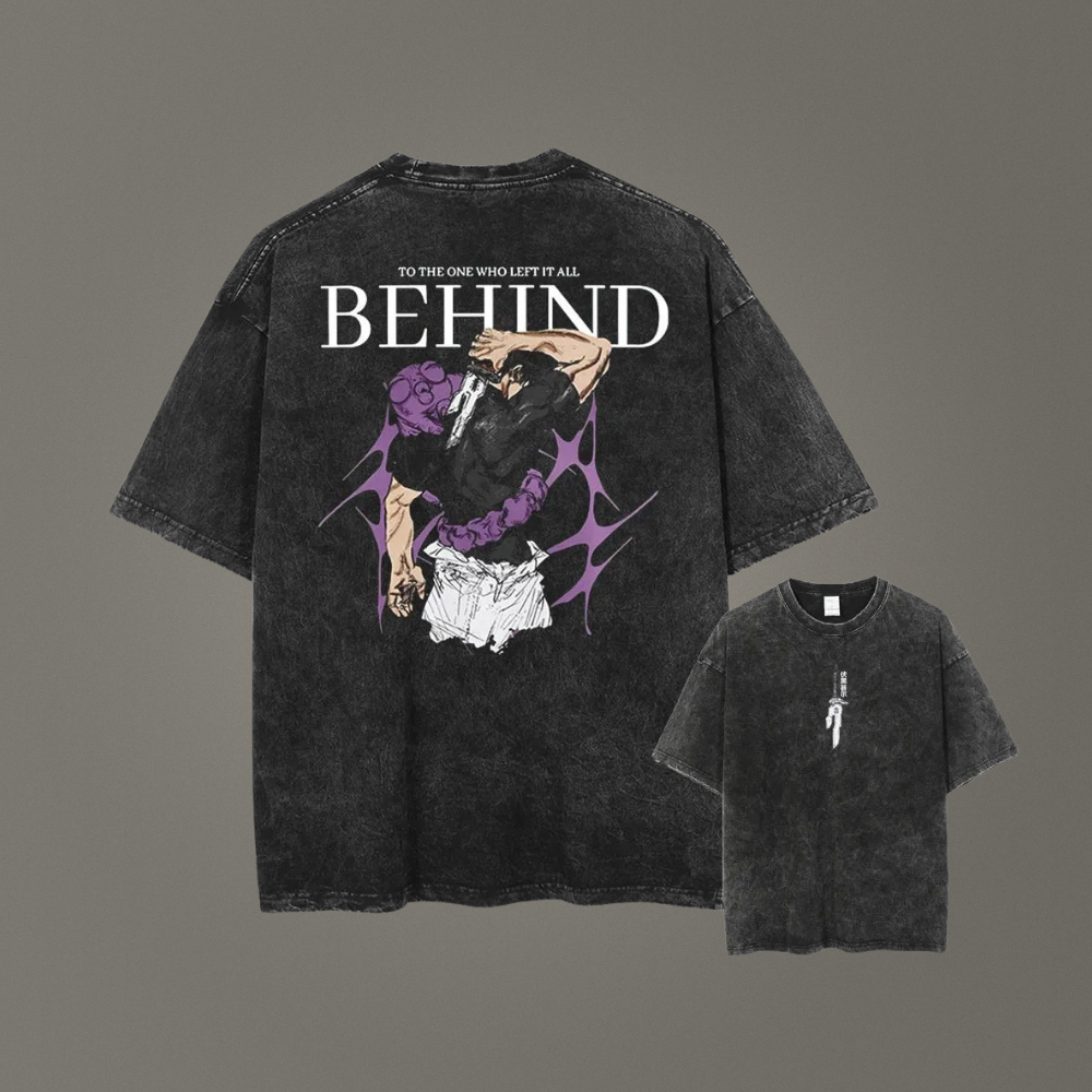 Jujutsu Kaisen Behind Antrasit Vintage T-Shirt