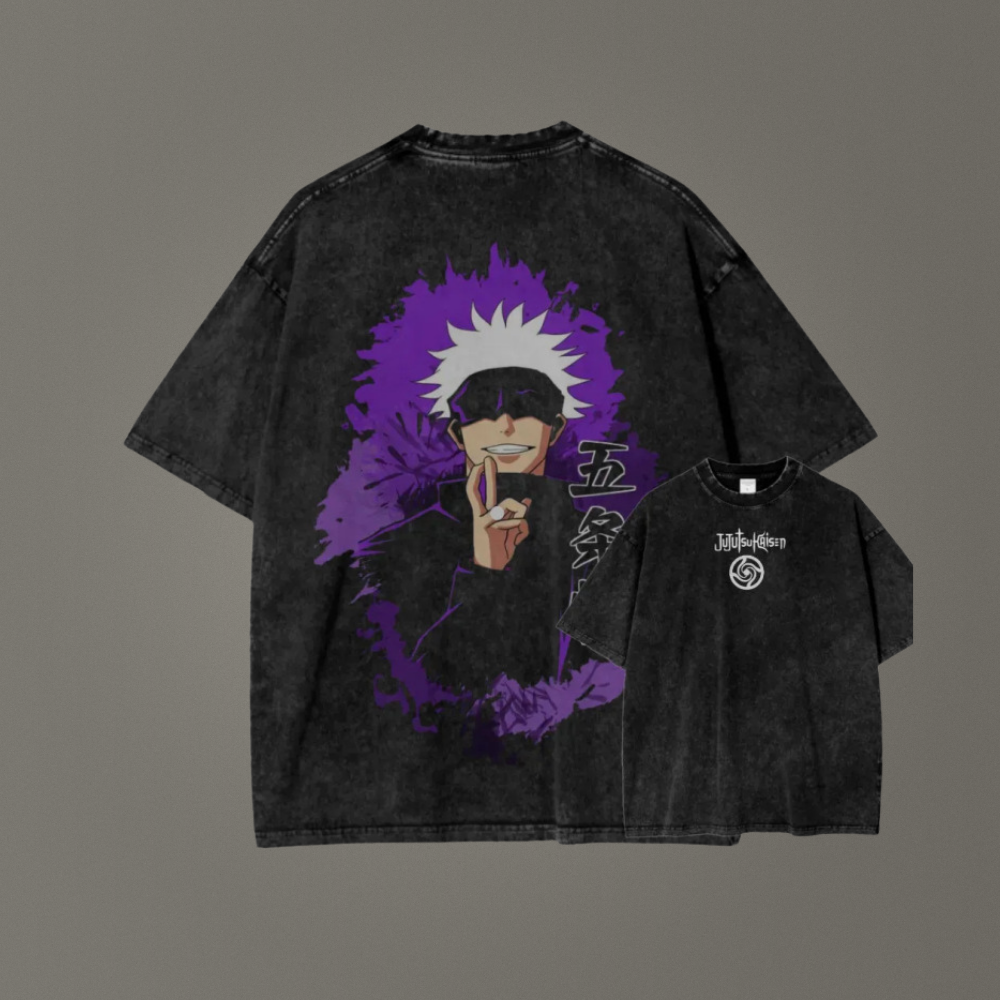 Jujutsu Kaisen Gojo Satoru Antrasit Vintage Tshirt
