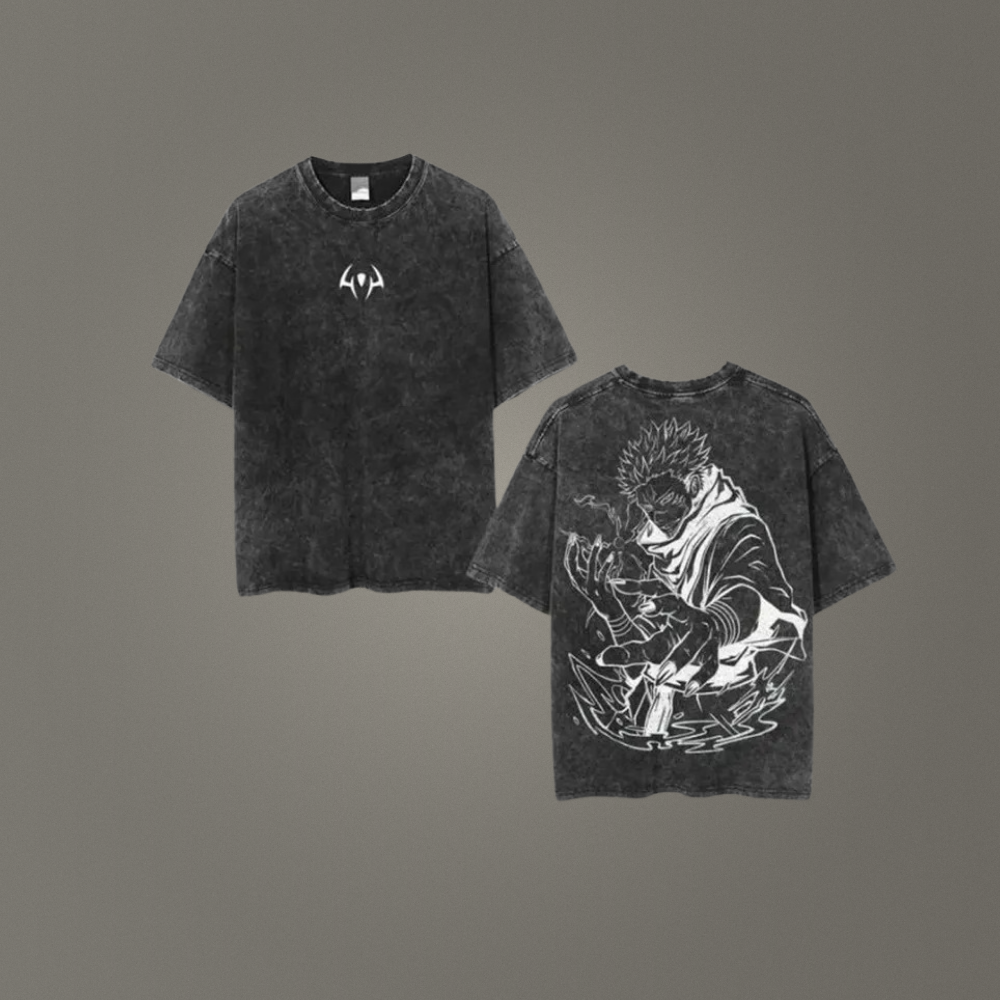 Jujutsu Kaisen Sukuna Antrasit Vintage Tshirt