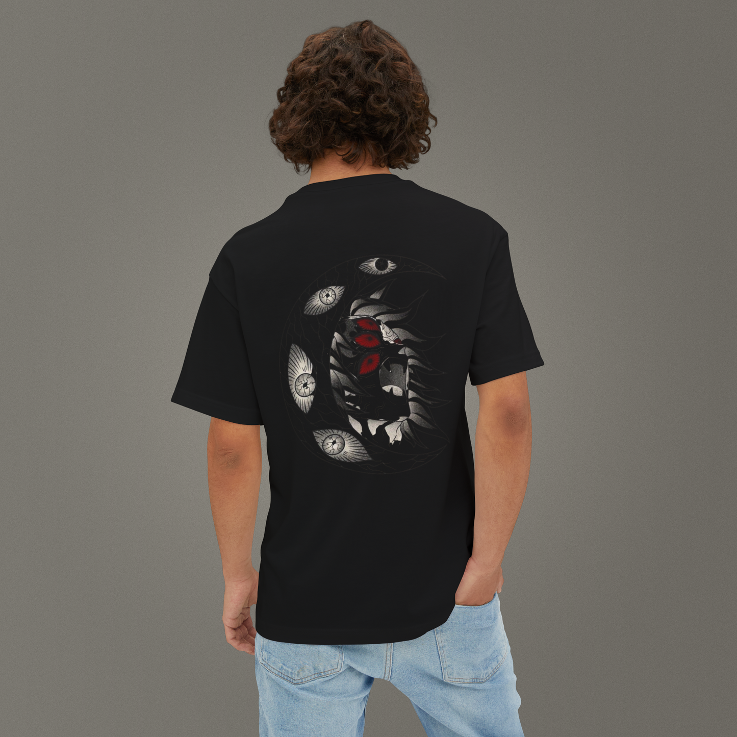 Demon Slayer Kokushibo Üst Ay Bir Oversize - Ünisex - T-Shirt