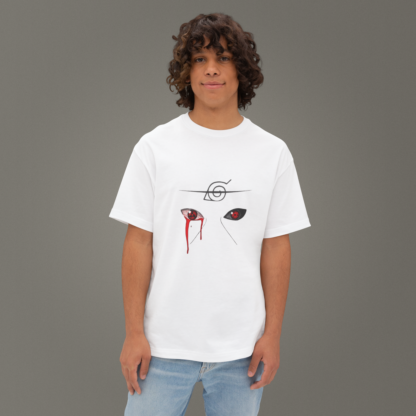 Blood Sharingan Anime Streetwear Oversize Unisex T-Shirt