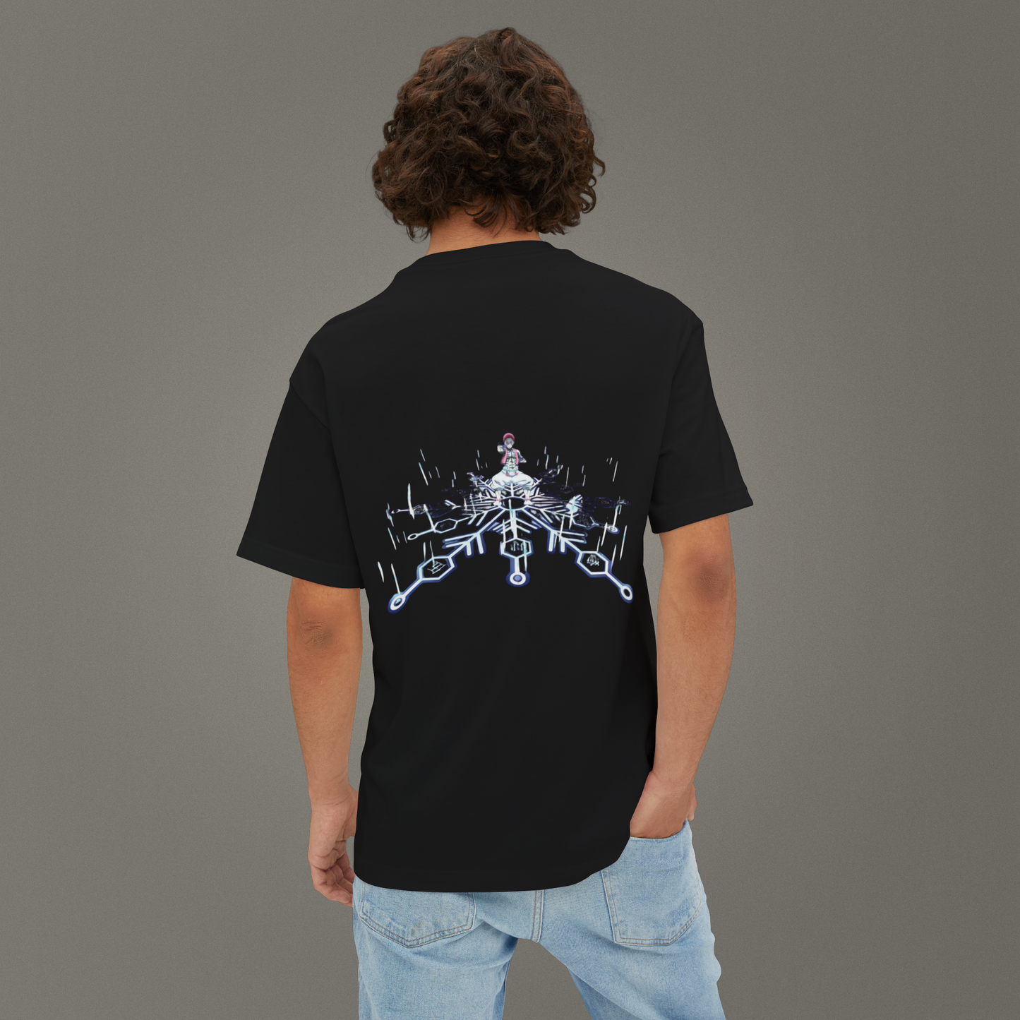 Demon Slayer Akaza Savaş Figürü Oversize - Ünisex - T-Shirt