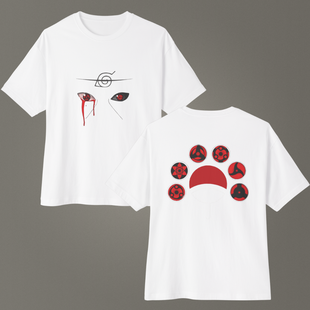 Blood Sharingan Anime Streetwear Oversize Unisex T-Shirt