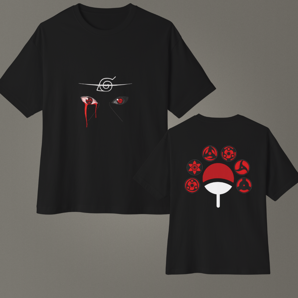 Blood Sharingan Anime Streetwear Oversize Unisex T-Shirt