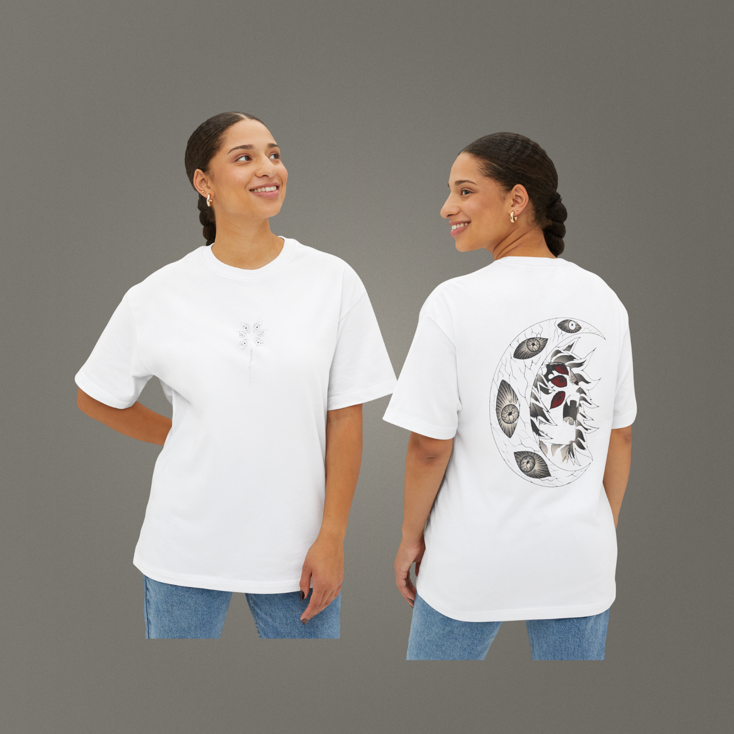 Demon Slayer Kokushibo Üst Ay Bir Oversize - Ünisex - T-Shirt