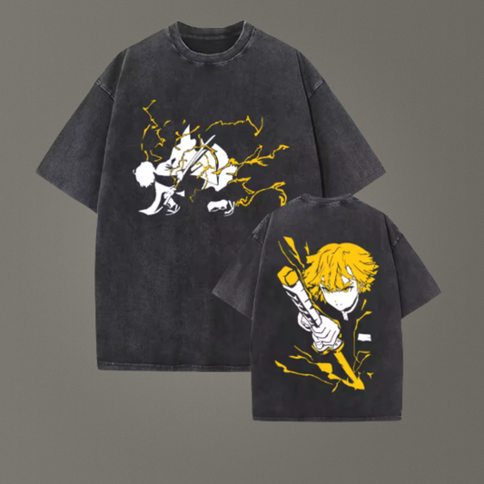 Demon Slayer Agatsuma Zenitsu Vintage Oversize Tişört